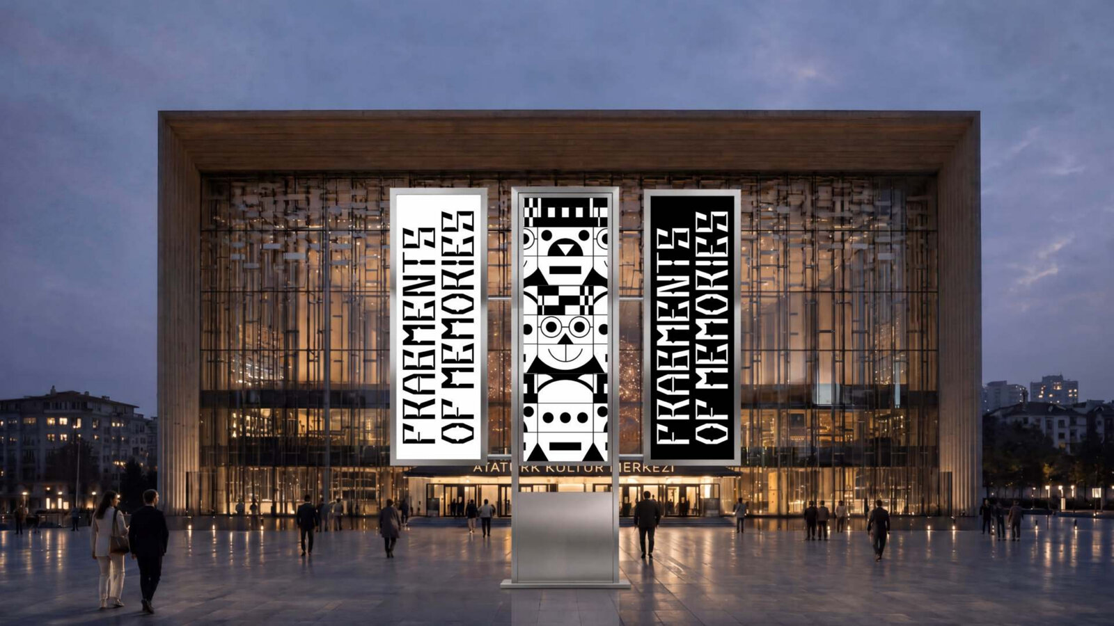 A visualization of the Fragments of Memories identity applied to Atatürk Cultural Centre, Istanbul