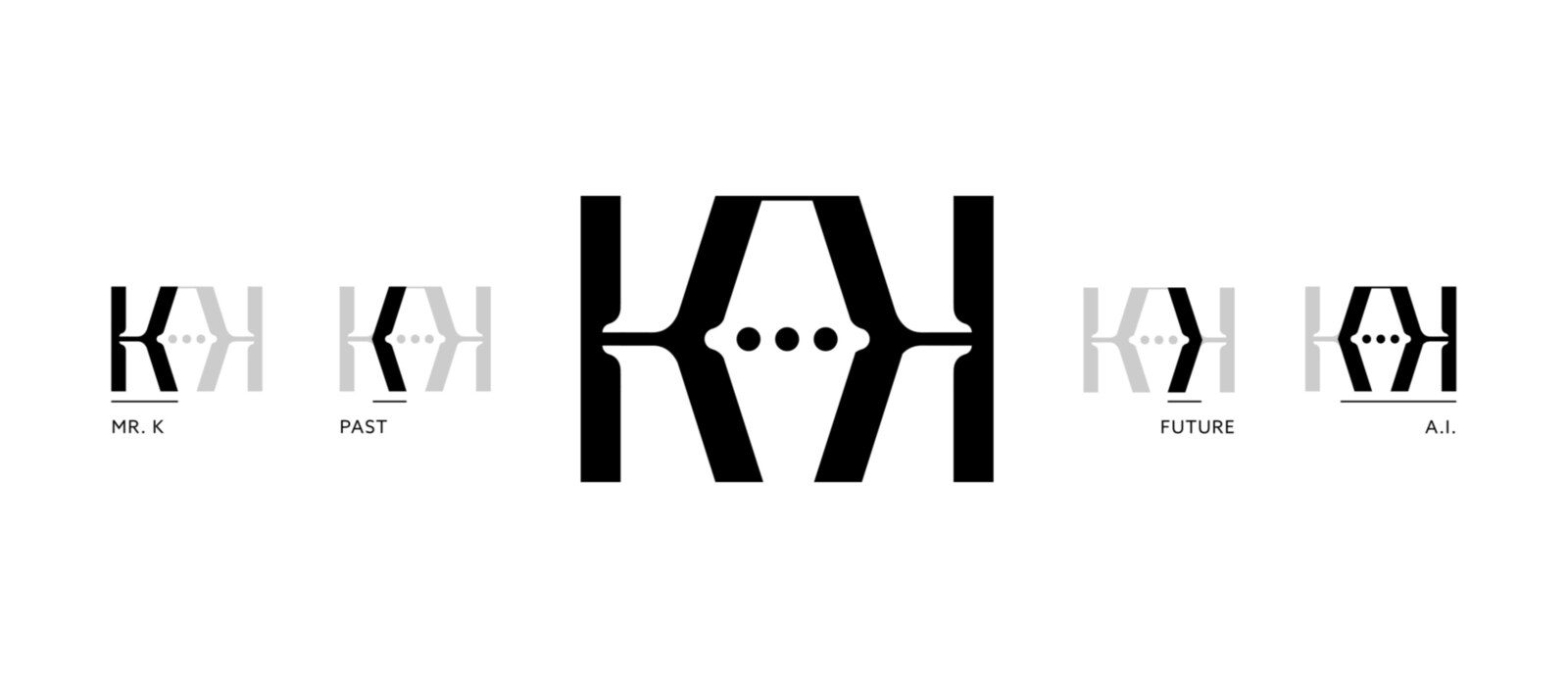 The Fragments of Memories monogram, combining Mr. K, the past, the future, and A.I. into a single mark
